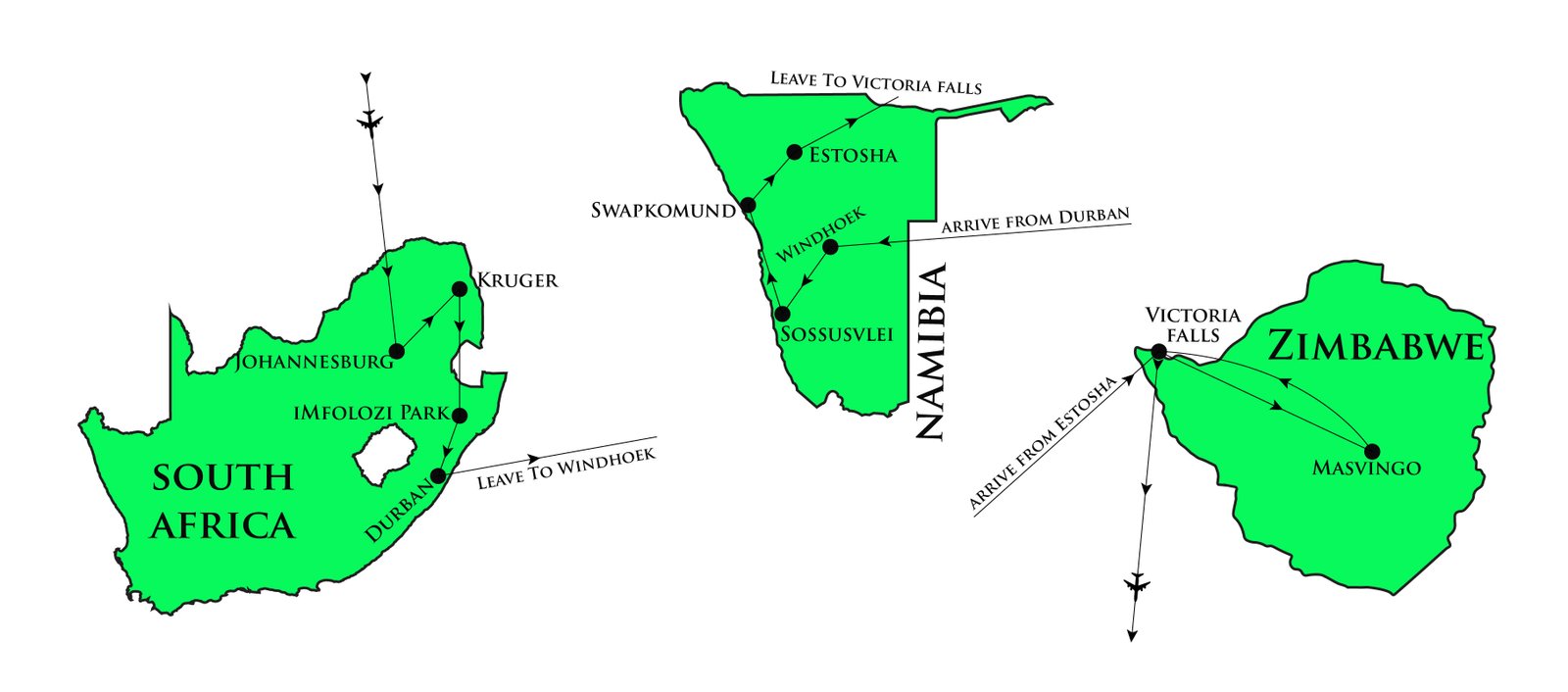 Map of Australia itinerary